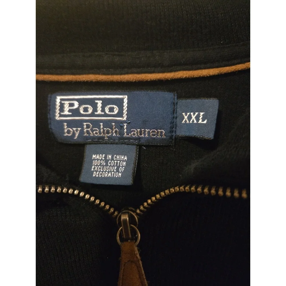 Polo Ralph Lauren Men's XXL Navy Blue 1/4 Zip Pullover Sweater Red Pony Logo...